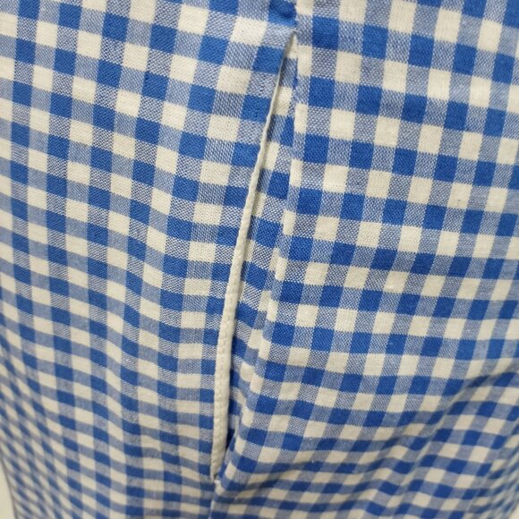 CHETTA B BLUE WHITE GINGHAM FIT & FLARE SHIRT DRESS WITH BELT & COLLAR SIZE 10 - Picture 4 of 9